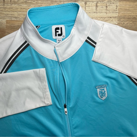 FJ FootJoy Full Zip Golf LS Jacket Women XL Teal Blue White Newcastle Golf Club - Picture 1 of 7